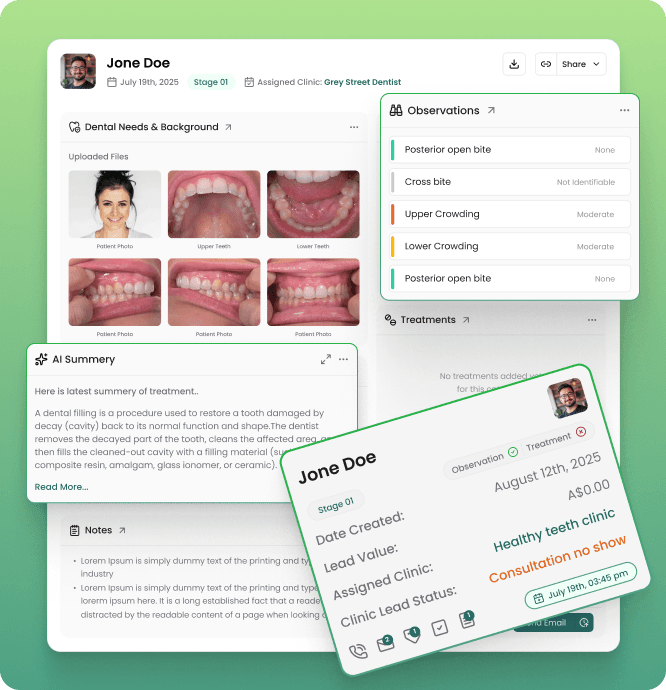 SmileOS Dashboard - Patient Management Interface